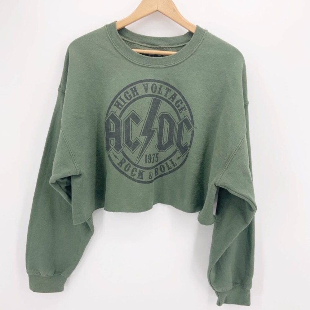 AC/DC 1975 High Voltage Cropped Sweatshirt